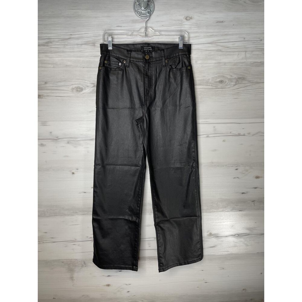 Banana Republic Straight High Rise Ankle Jeans Womens 28 Black Coated Denim - Picture 1 of 12